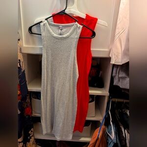 SKIMS Gray and Red Cotton Tank Dress Bundle